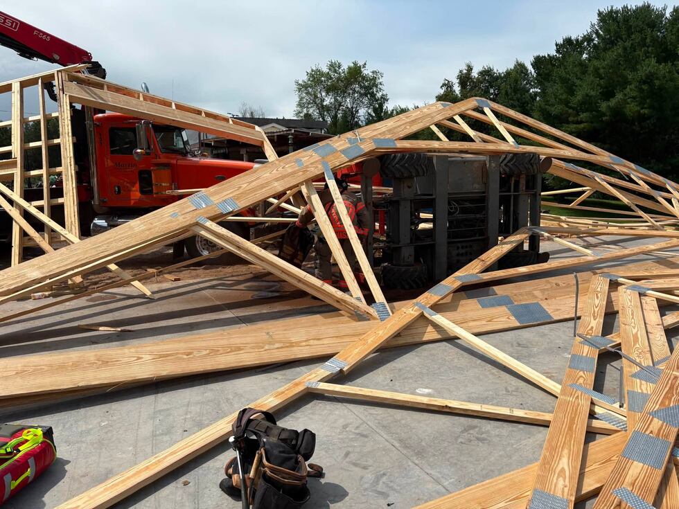 Workers injured when trusses collapsed on top of them in the town of Merrill