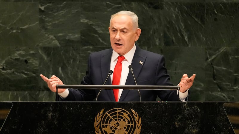 Israeli Prime Minister Benjamin Netanyahu speaks during the 81st session of the United Nations...