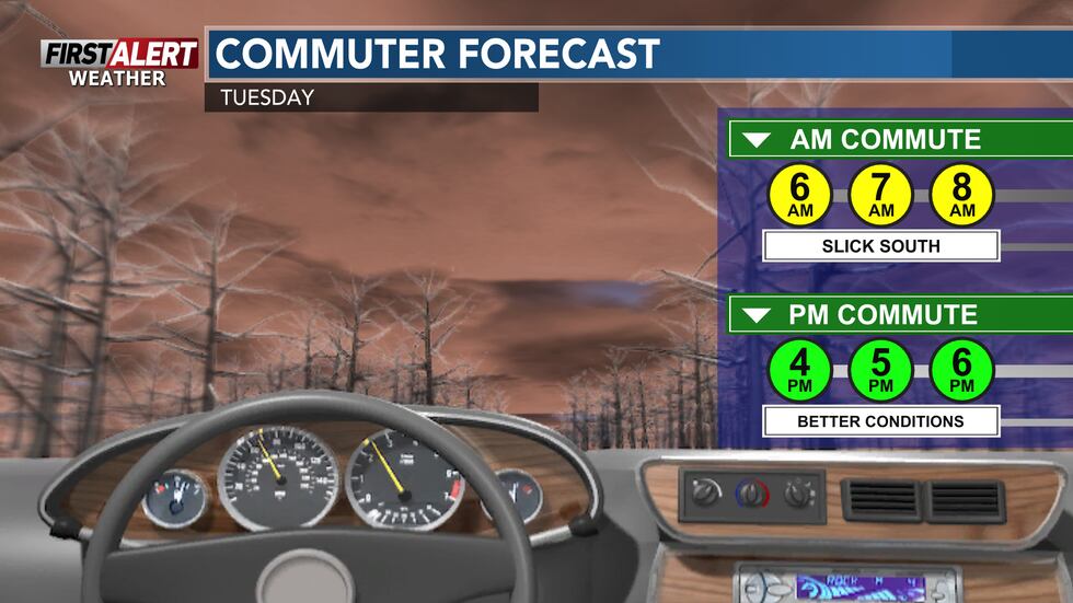 Most slick areas around and south of Highway 10 will be eliminated by this afternoon.