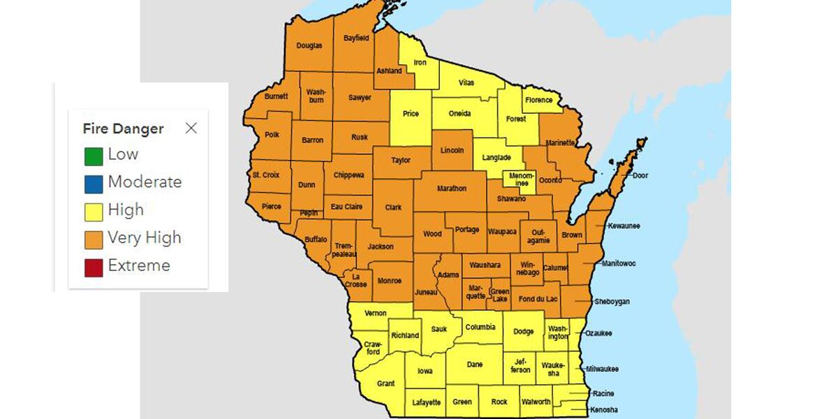 Fire Numbers Wi Fire danger ‘very high’ in majority of Wisconsin counties