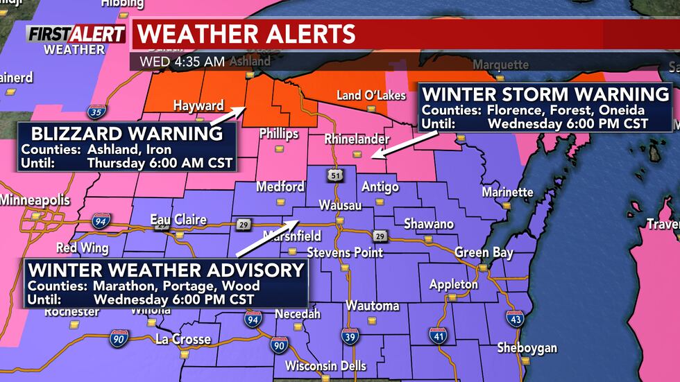 Todas las advertencias y avisos para el miércoles y jueves.