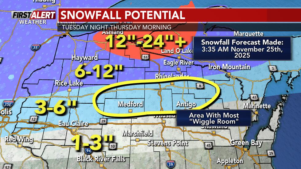 Estimaciones de nevadas actualizadas.