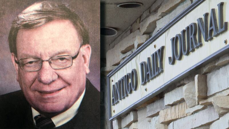 Photo of Fred Berner, courtesy of Antigo Daily Journal / Photo of ADJ office front, Nov. 4,...