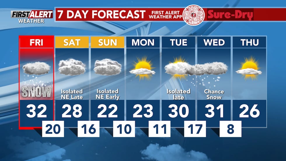 First Alert Day for impactful snowfall in parts of the region on Friday ...