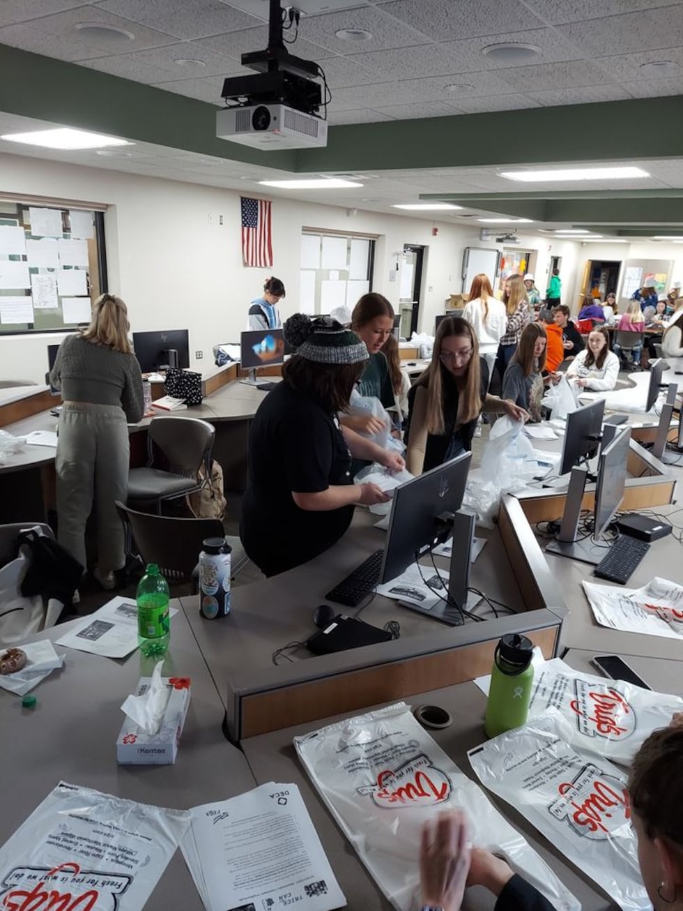 The Rhinelander Area Food Pantry gratefully received 682 pounds of foods from the FBLA/DECA...