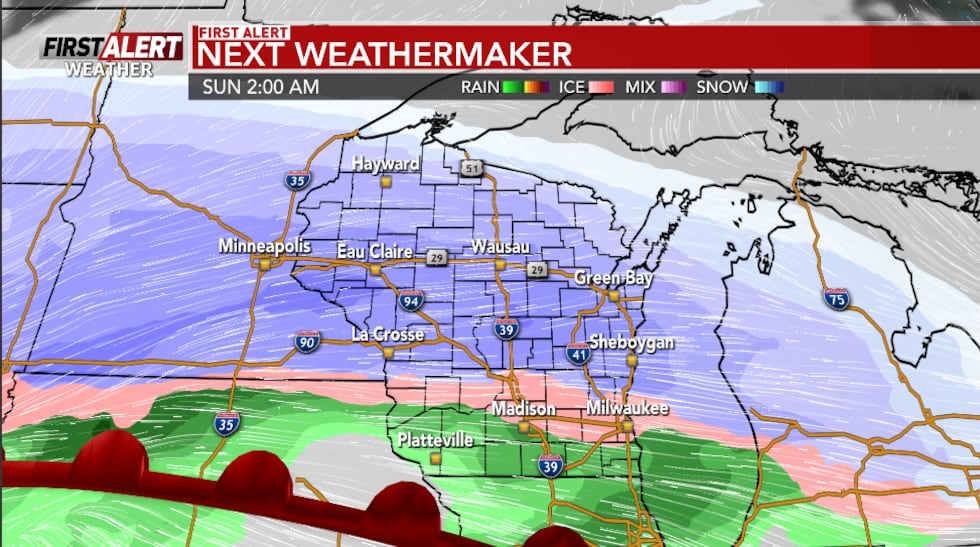 La nieve de ligera a moderada llegará temprano el domingo por la mañana