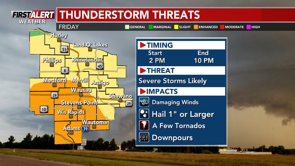 Storms are on the way for Friday afternoon and evening.