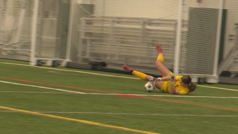 Junior goal keeper Binne Braugner keeps Appleton West out of the net, and off of the scoreboard