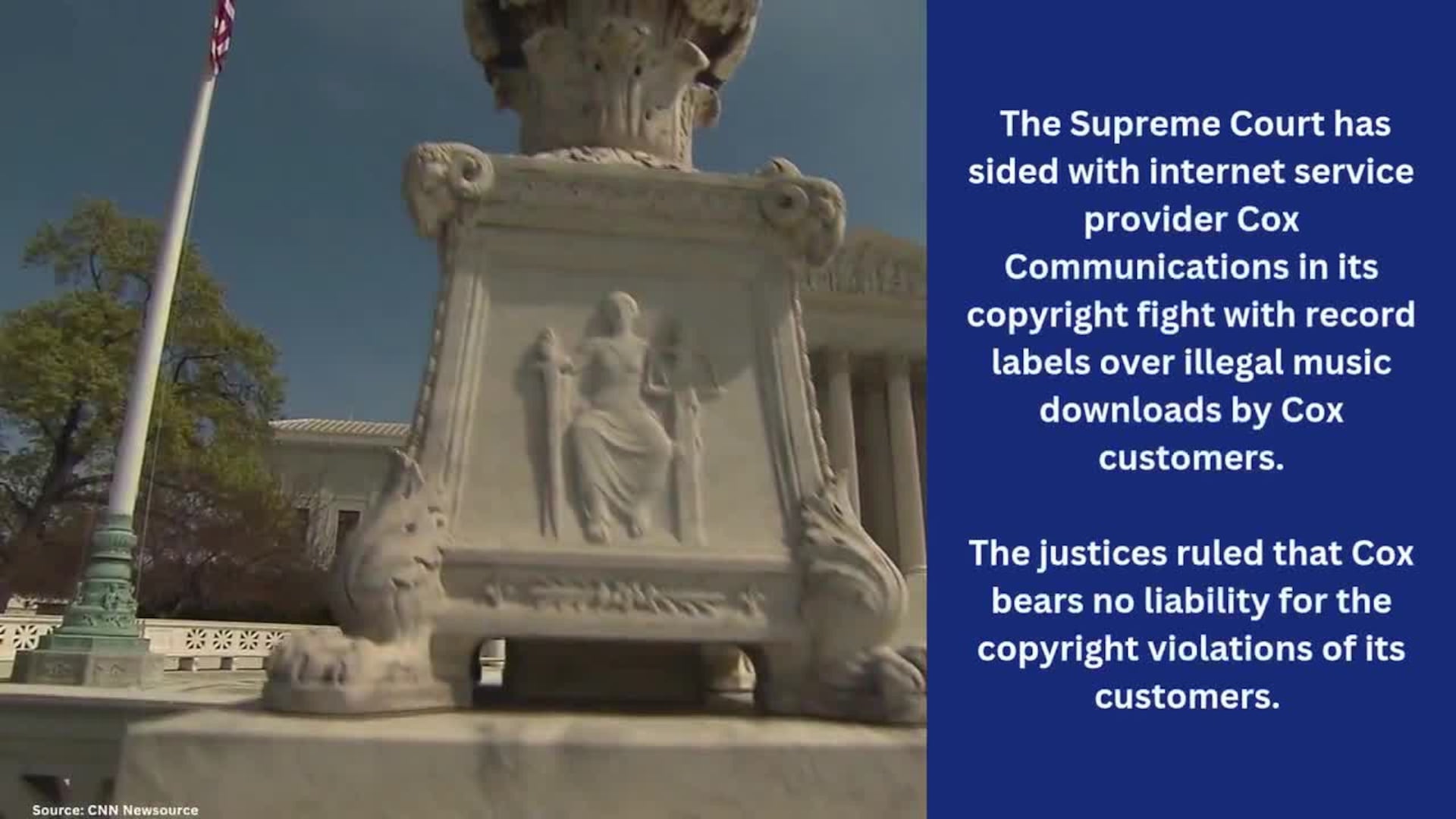 Supreme Court says internet service provider not liable for customers downloading music illegally