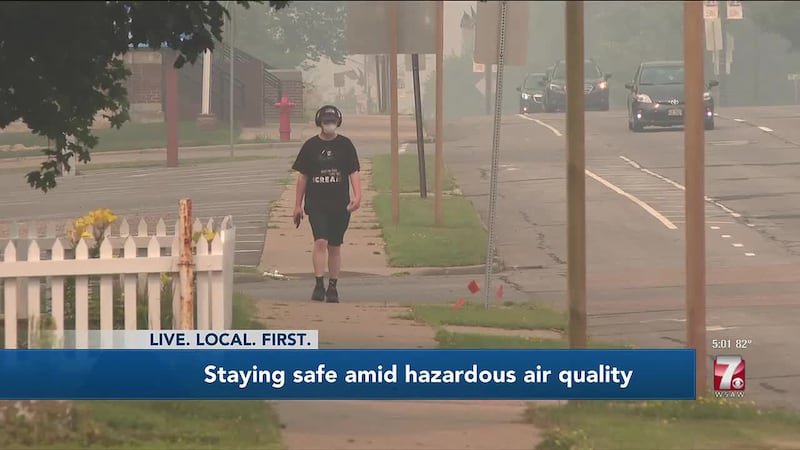 Staying indoors as much as possible while running air conditioning and checking air filters...