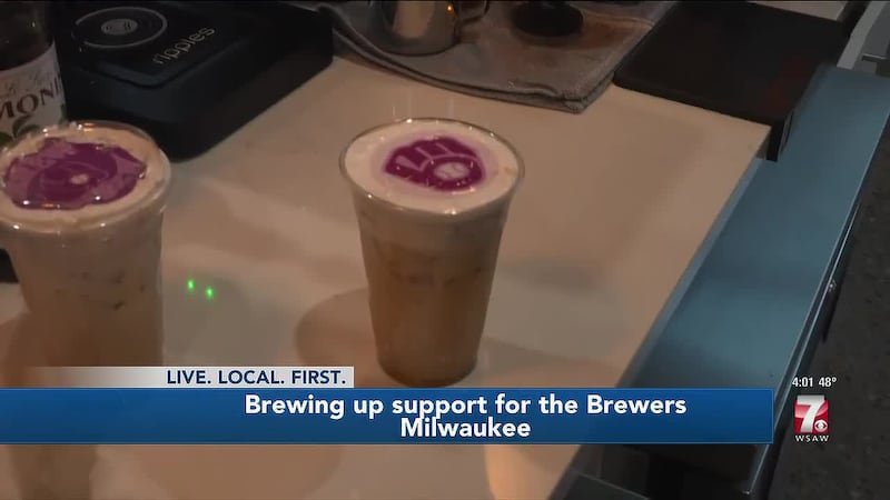 The drink served at Dudley Tower Cafe comes stamped with a Brewers logo in the foam on top
