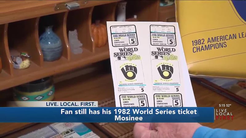Dan Wilhelms has his $18. ticket stub from game 5 versus the St. Louis Cardinals as a souvenir