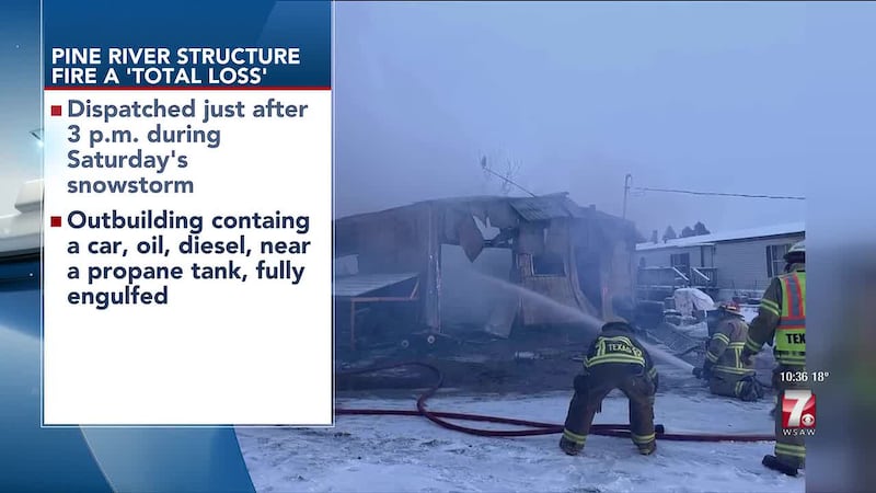 Pine River structure fire a 'Total loss'